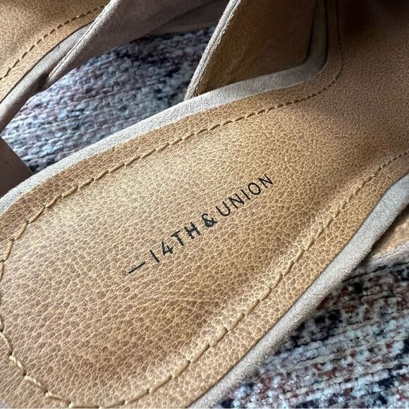 14th & Union Slip On Taupe Open Toe Block Heel Sandal Women's Size 8.5M - Picture 5 of 8
